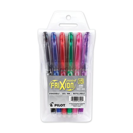 PILOT FriXion Ball Erasable Gel Pen, Stick, Extra-Fine 0.5 mm, Assorted Ink and Barrel Colors, 6PK 46524